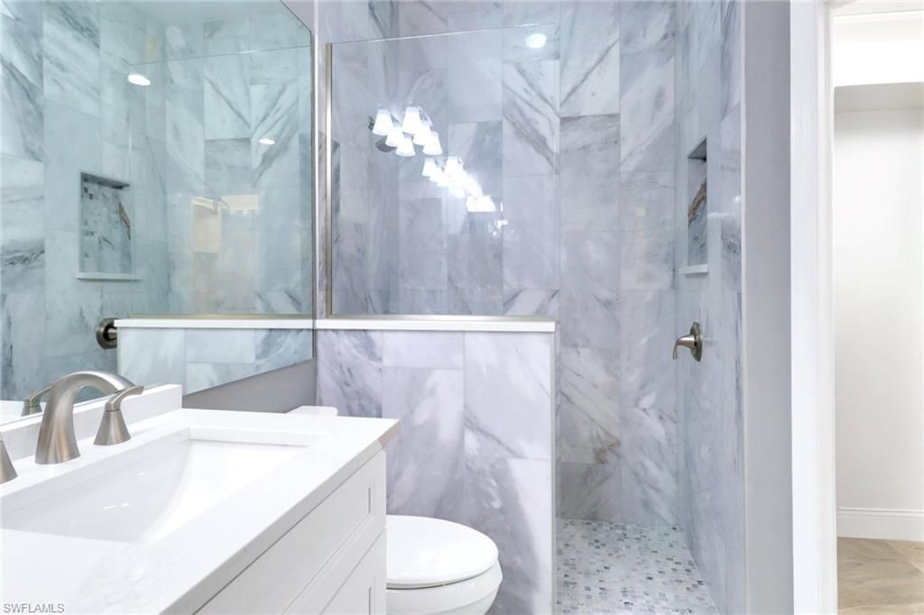 Bathroom, Glass Shower, Interior, Marble Walls