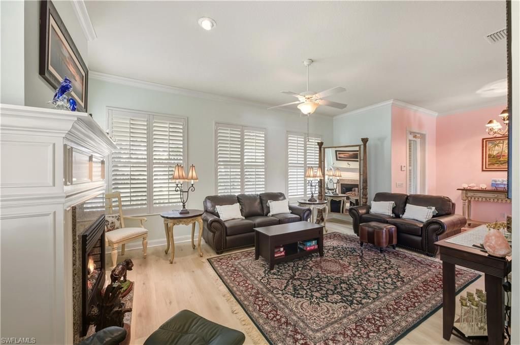 Fireplace, Interior, Living room, Pendant Lights, Recessed Lighting, Wood Texture Flooring