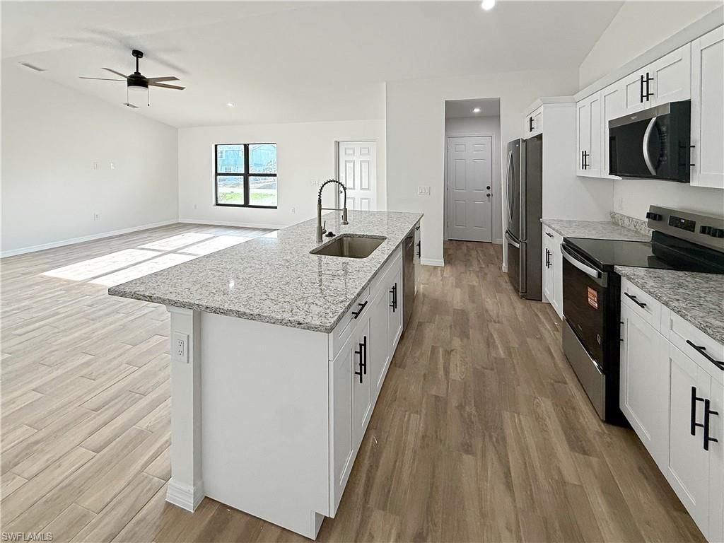 Interior, Kitchen, Recessed Lighting, Wood Texture Flooring