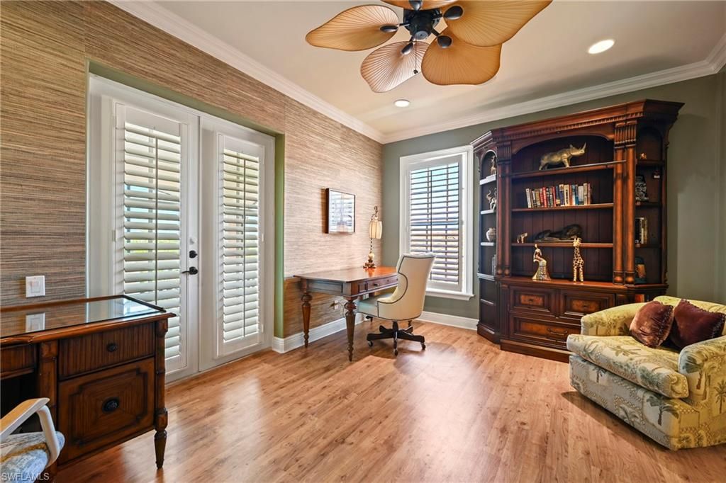 Home Office, Interior, Recessed Lighting, Wood Texture Flooring