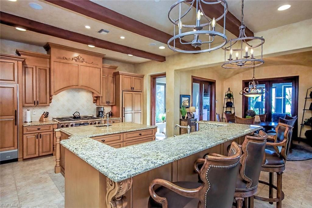 Interior, Kitchen, Pendant Lights, Recessed Lighting, Stainless Steel Appliances, Wooden Beams