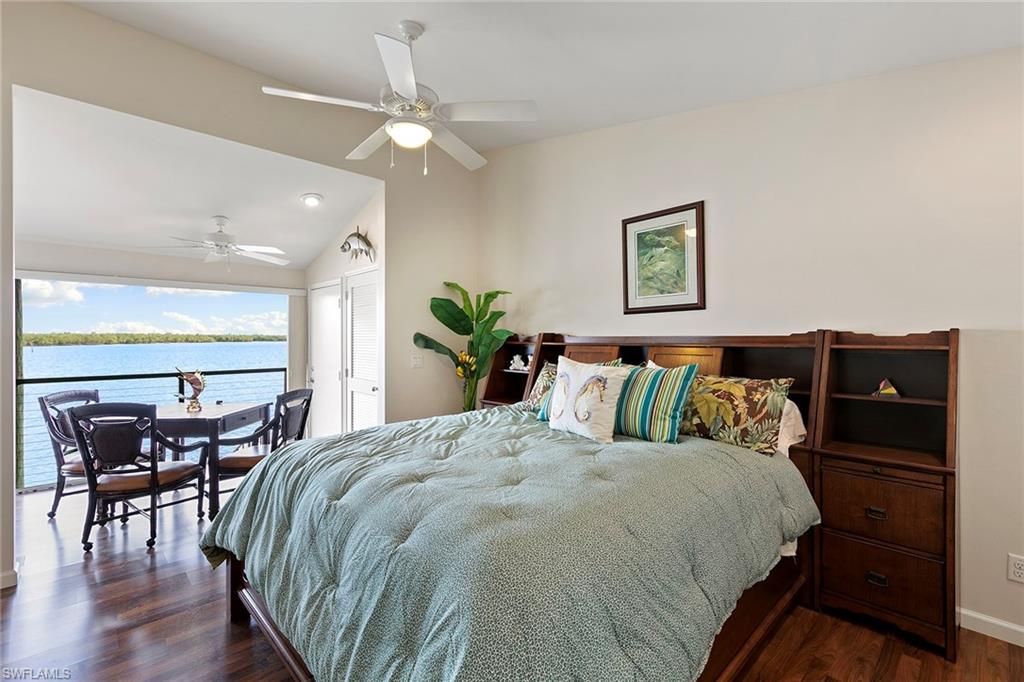 Bedroom, Dining room, Interior, Recessed Lighting, Water, Wood Texture Flooring