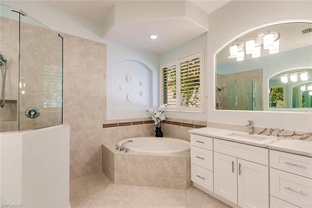 Bathroom, Dual Sink Vanities, Glass Shower, Interior, Recessed Lighting