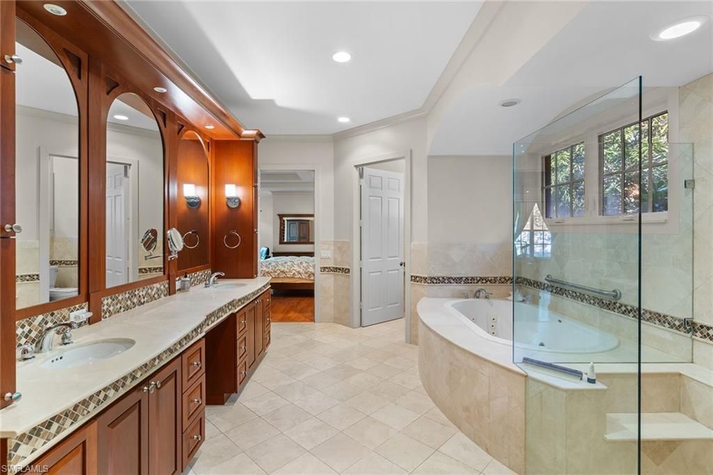 Bathroom, Dual Sink Vanities, Glass Shower, Interior, Recessed Lighting