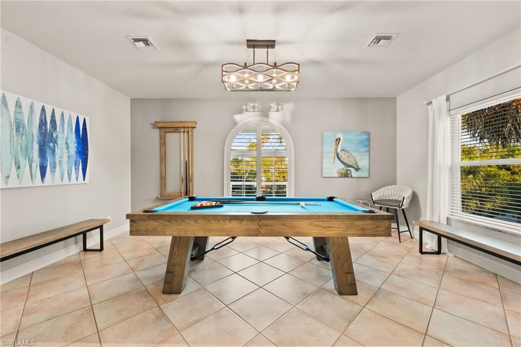 Billiard Table, Game Room, Interior, Pendant Lights