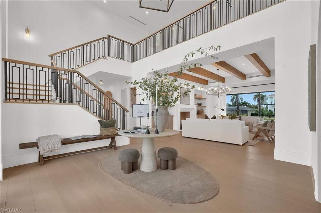 Interior, Living room, Recessed Lighting, Wooden Beams, Wood Texture Flooring