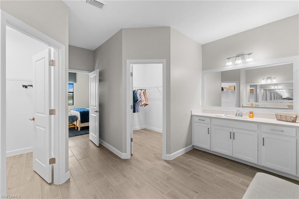 Bathroom, Dual Sink Vanities, Interior, Wood Texture Flooring