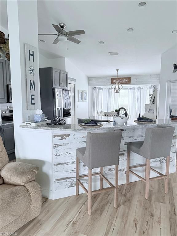 Interior, Kitchen, Pendant Lights, Recessed Lighting, Wood Texture Flooring