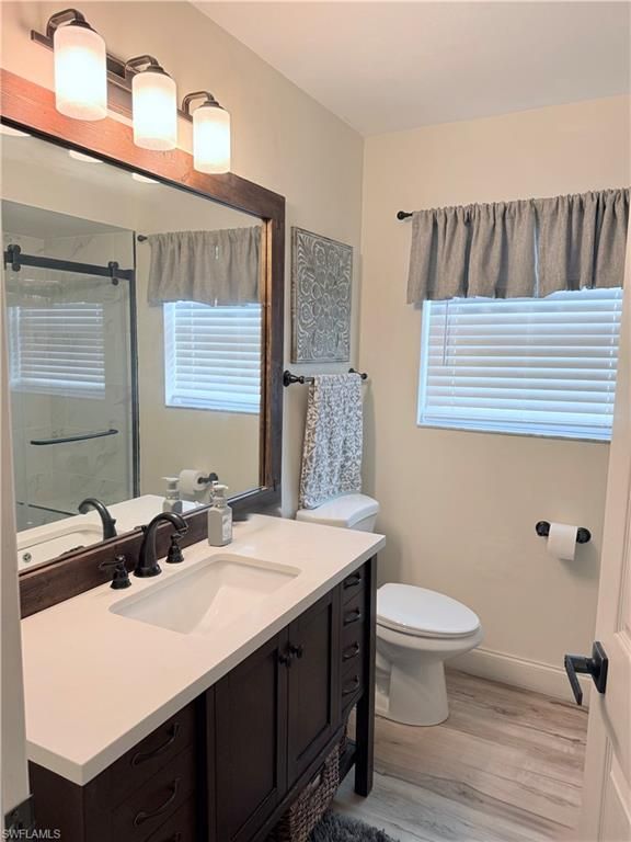 Bathroom, Glass Shower, Interior, Wood Texture Flooring