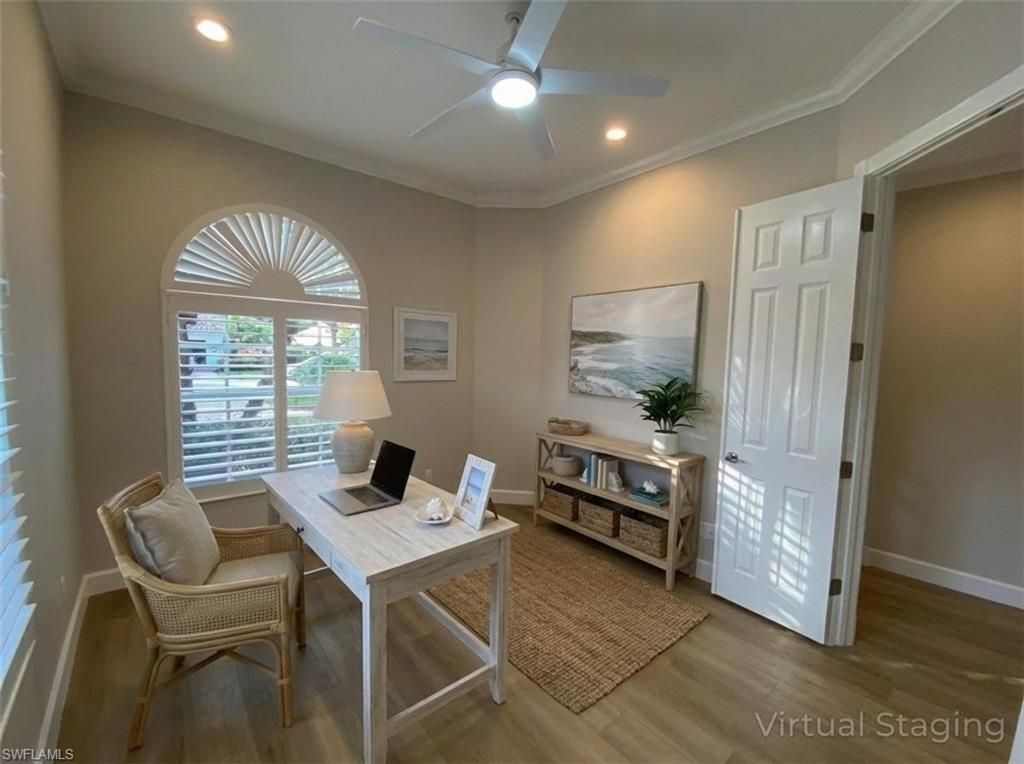 Home Office, Interior, Recessed Lighting, Wood Texture Flooring