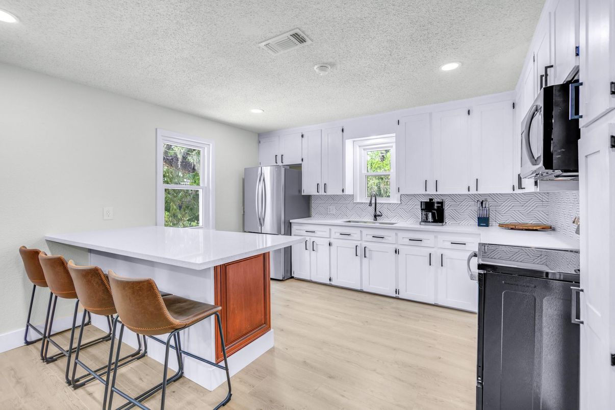 Interior, Kitchen, Recessed Lighting, Wood Texture Flooring