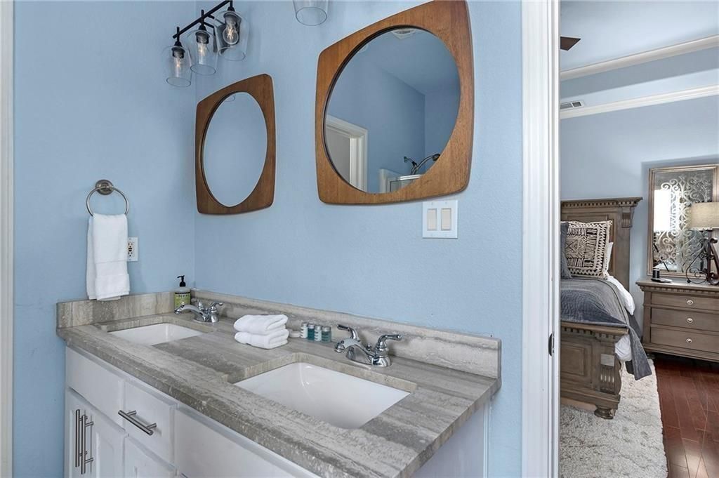 Bathroom, Bedroom, Dual Sink Vanities, Interior, Wood Texture Flooring