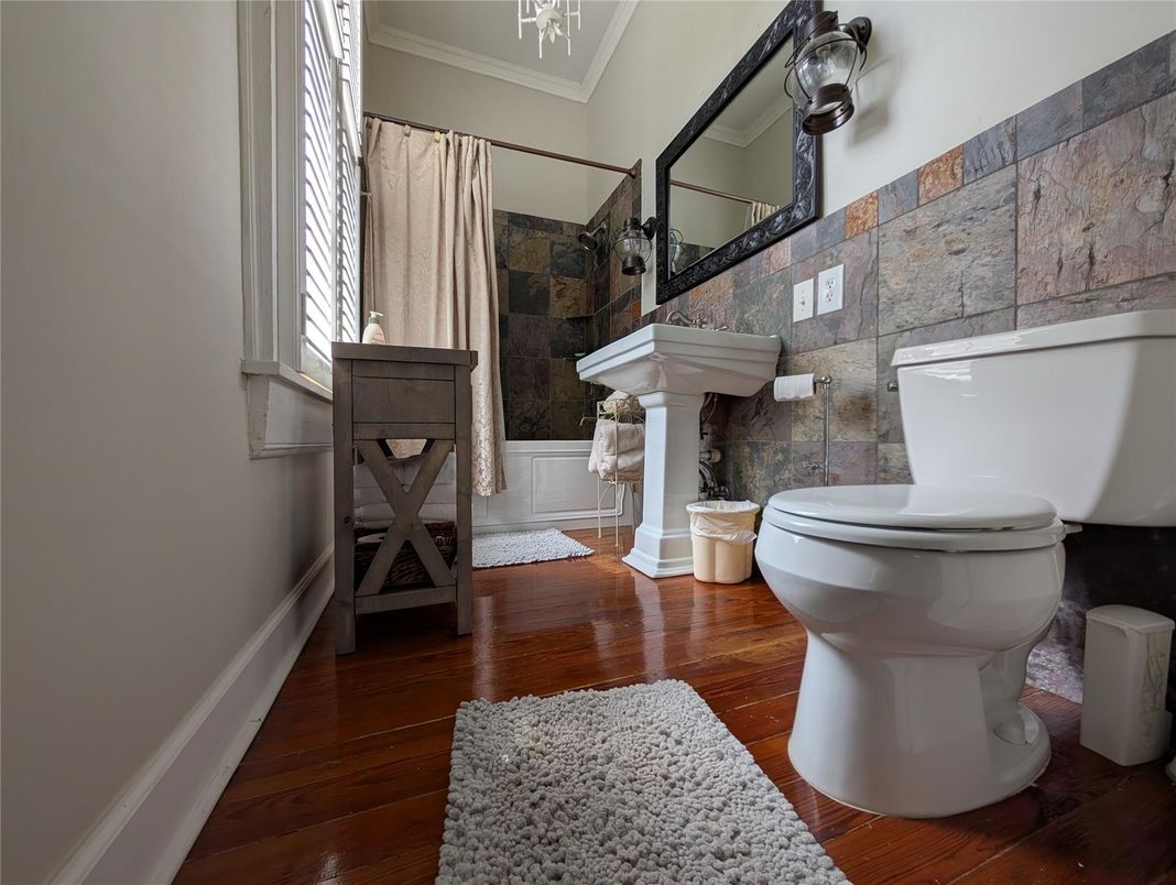 Bathroom, Fireplace, Interior, Wood Texture Flooring