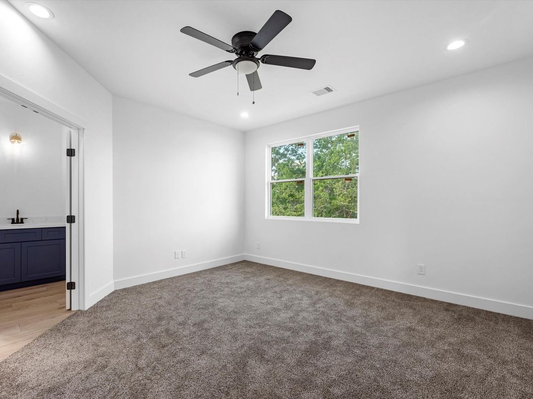 Bathroom, Empty room, Interior, Recessed Lighting, Wood Texture Flooring