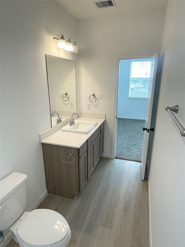 Bathroom, Dual Sink Vanities, Interior, Wood Texture Flooring