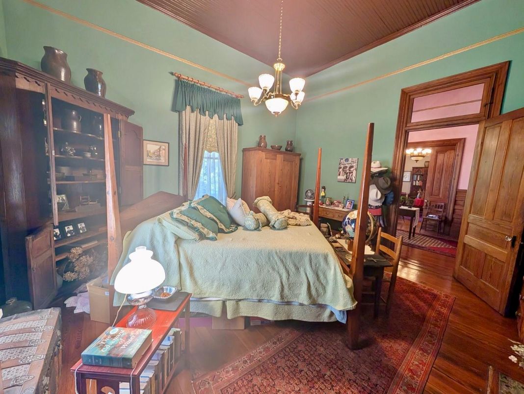 Bedroom, Chandelier, Interior, Wood Texture Flooring