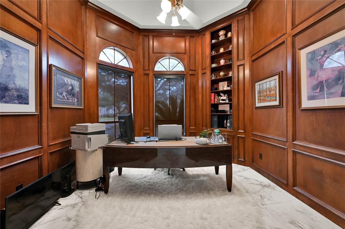 Home Office, Interior, Marble, Wooden Walls