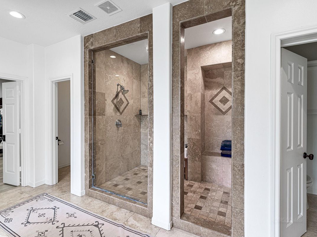 Bathroom, Glass Shower, Interior, Recessed Lighting