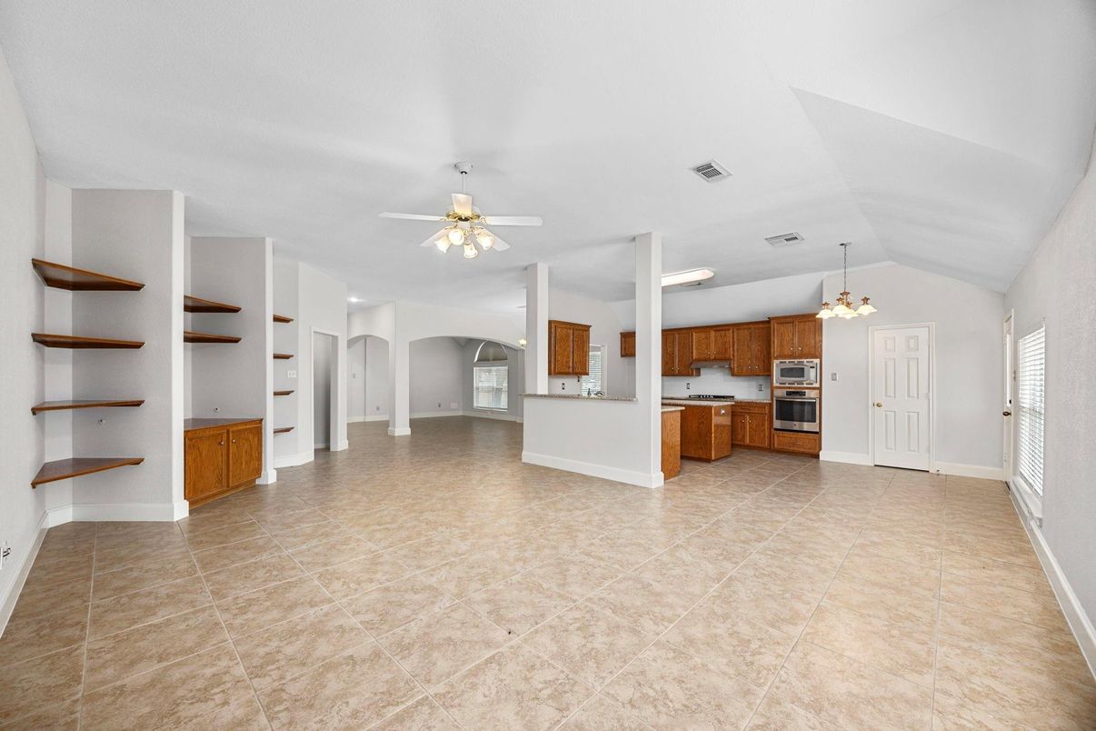 Chandelier, Empty room, Interior, Kitchen
