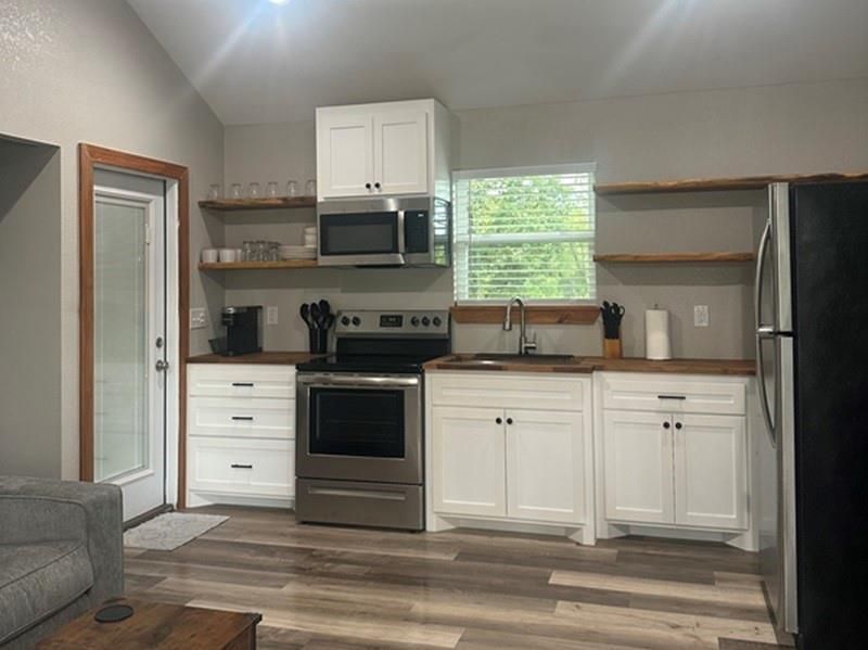 Interior, Kitchen, Stainless Steel Appliances, Wood Texture Flooring