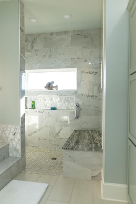 Bathroom, Interior, Marble Walls, Recessed Lighting