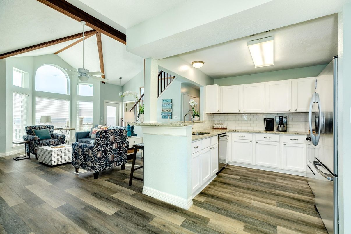 Interior, Kitchen, Living room, Wood Texture Flooring