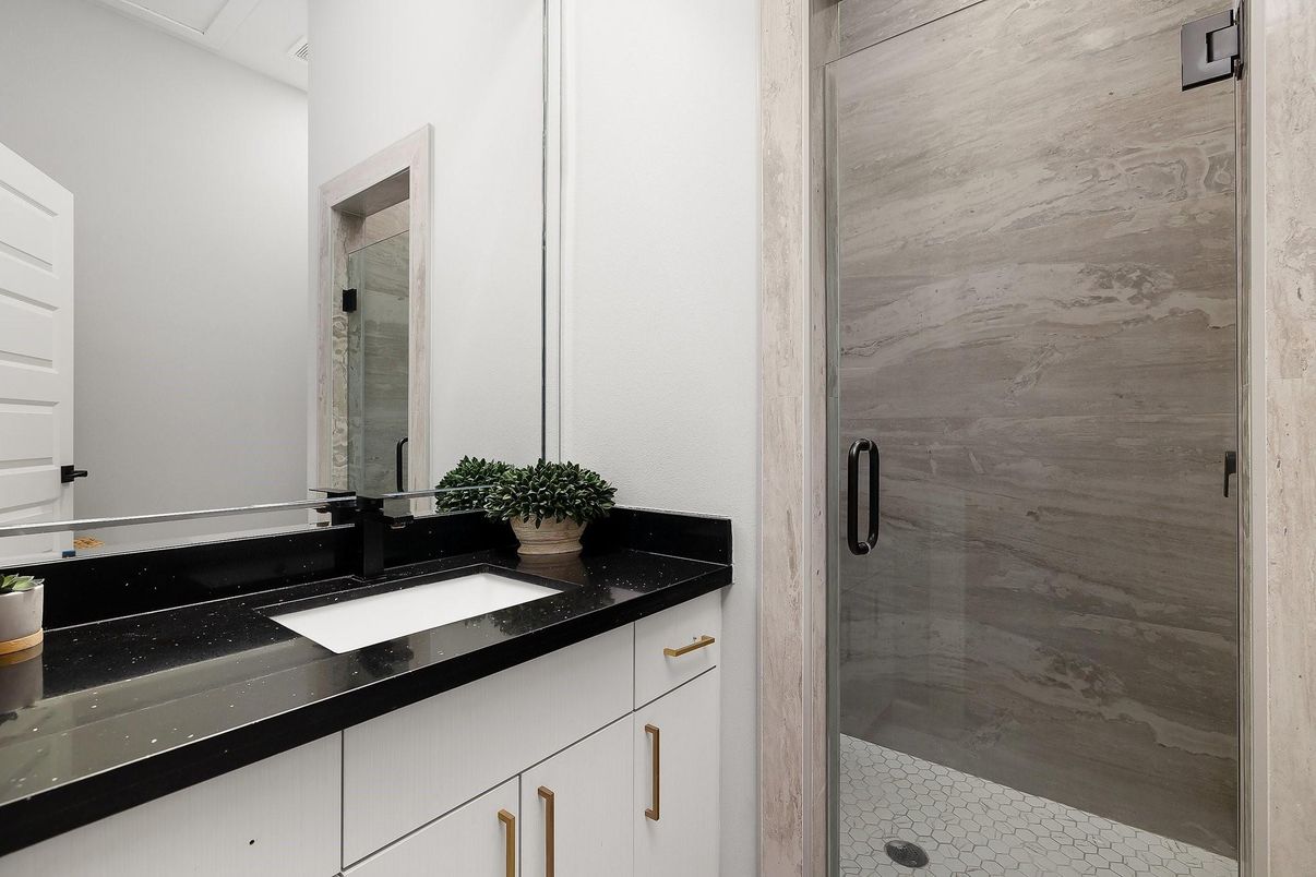 Bathroom, Glass Shower, Interior, Marble Walls