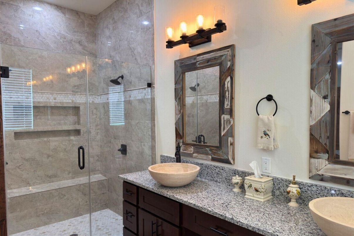 Bathroom, Dual Sink Vanities, Glass Shower, Interior