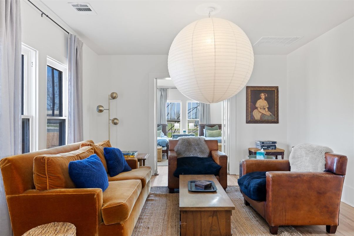 Interior, Living room, Pendant Lights, Wood Texture Flooring