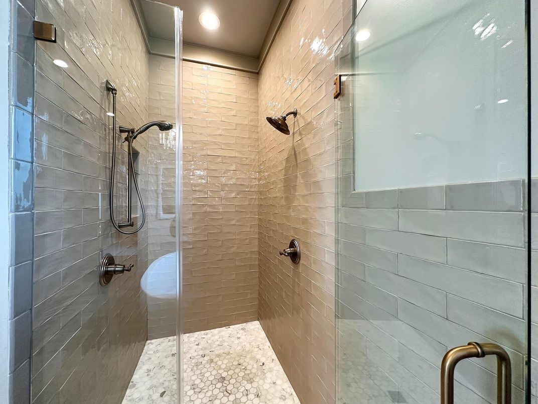 Bathroom, Glass Shower, Interior, Recessed Lighting
