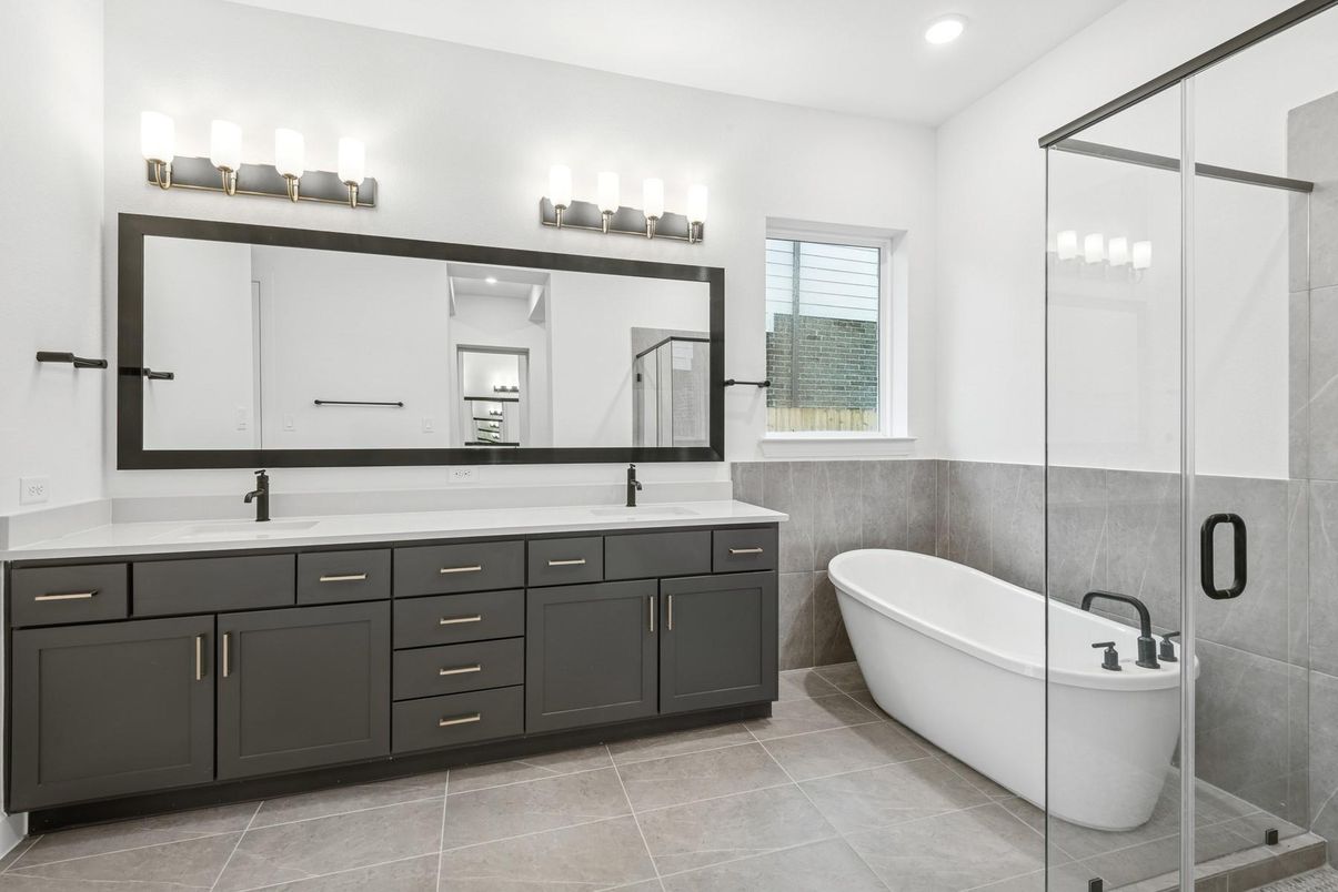 Bathroom, Dual Sink Vanities, Free Standing Baths, Glass Shower, Interior, Recessed Lighting
