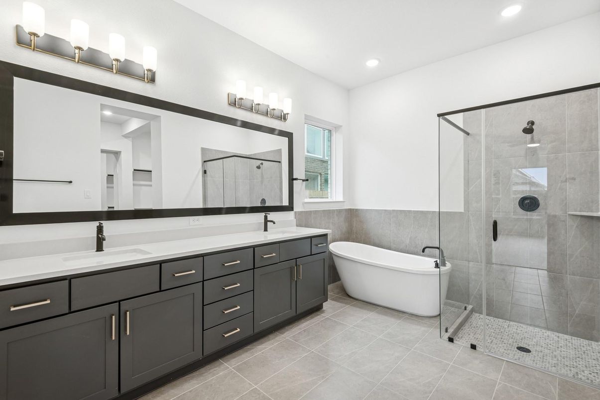Bathroom, Dual Sink Vanities, Free Standing Baths, Glass Shower, Interior, Recessed Lighting