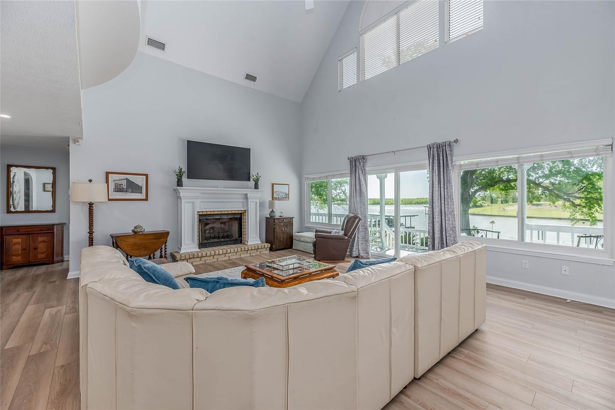 Fireplace, Interior, Living room, Water, Wood Texture Flooring