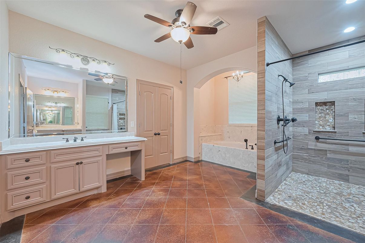 Bathroom, Glass Shower, Interior, Recessed Lighting