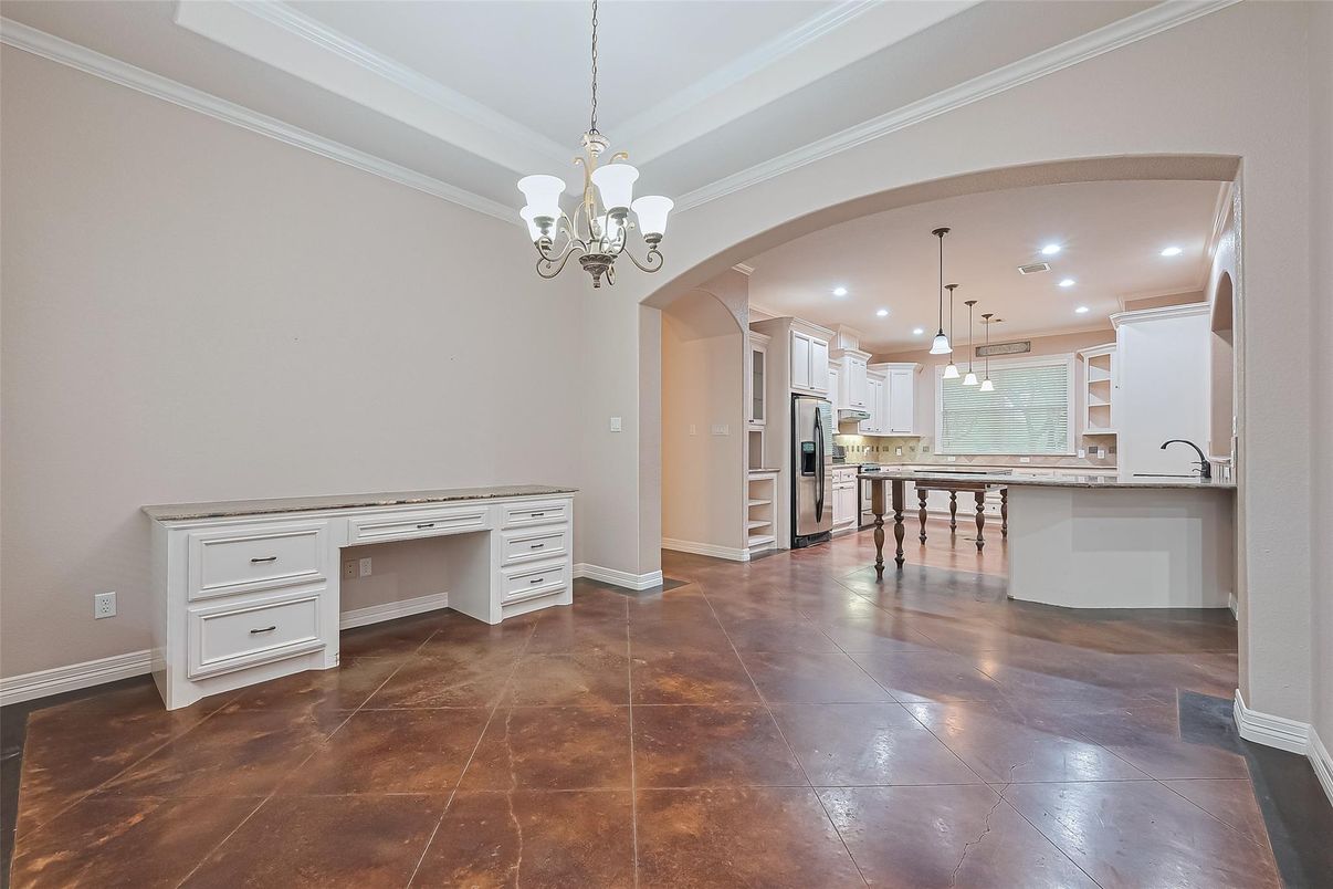 Chandelier, Interior, Kitchen, Pendant Lights, Recessed Lighting, Stainless Steel Appliances