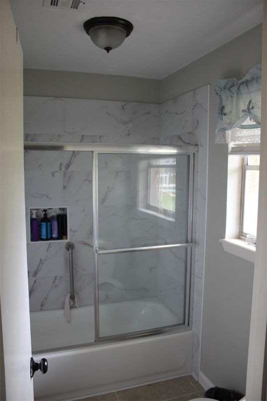Bathroom, Glass Shower, Interior, Marble Walls