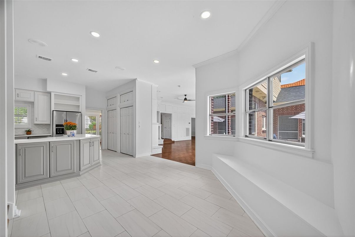 Interior, Kitchen, Recessed Lighting, Wood Texture Flooring
