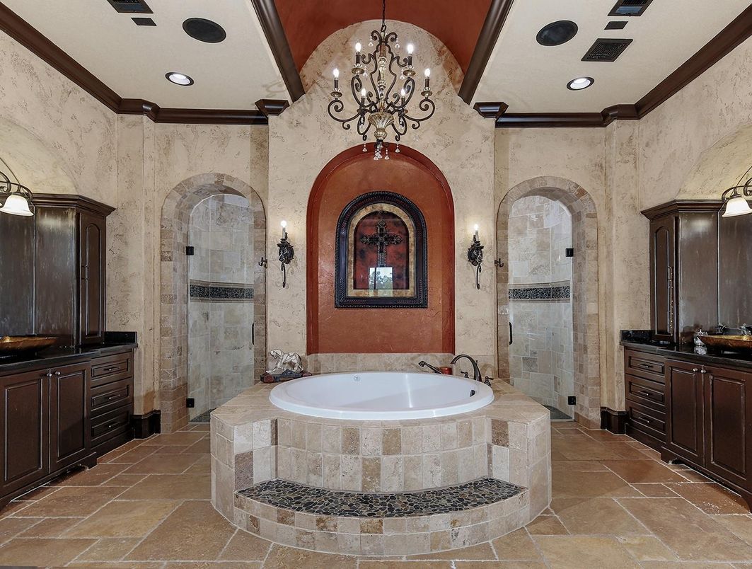 Bathroom, Chandelier, Interior, Recessed Lighting