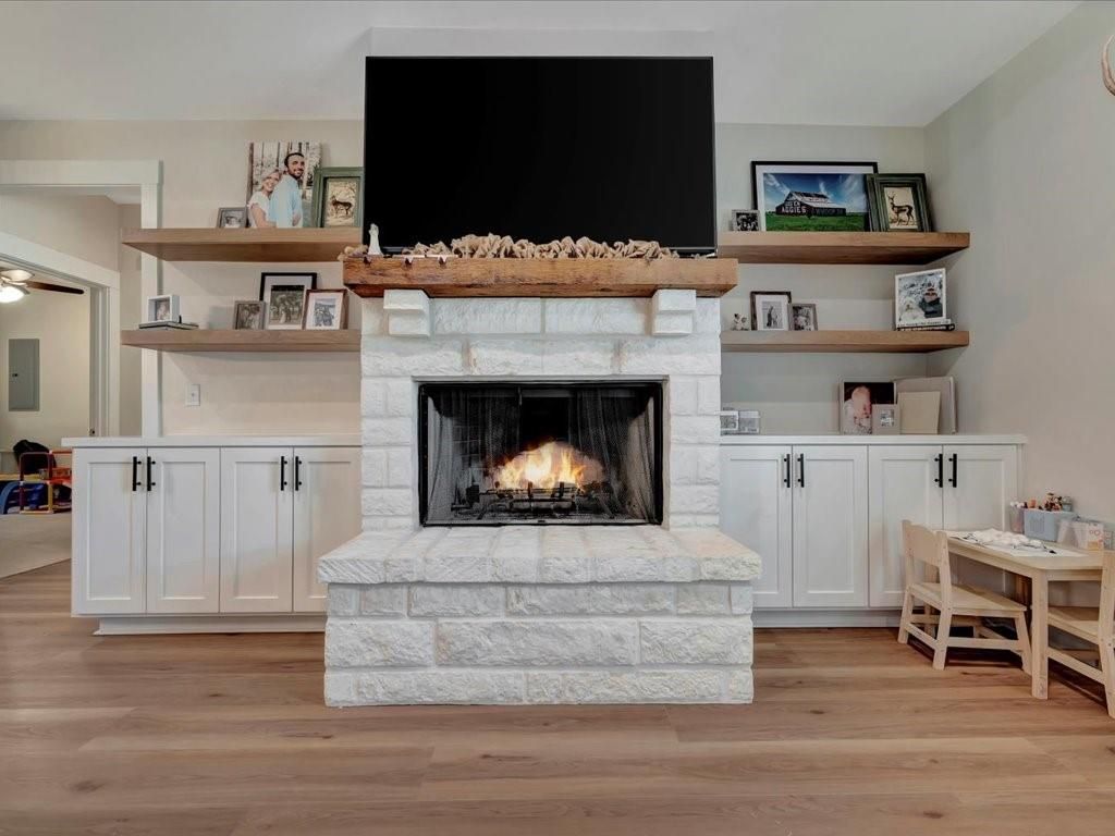 Fireplace, Interior, Wood Texture Flooring