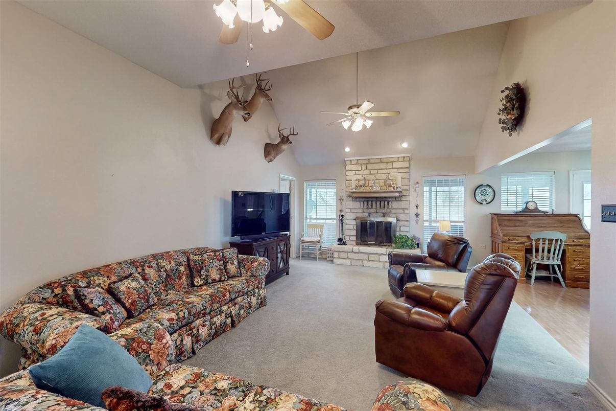 Dining room, Fireplace, Interior, Living room, Recessed Lighting