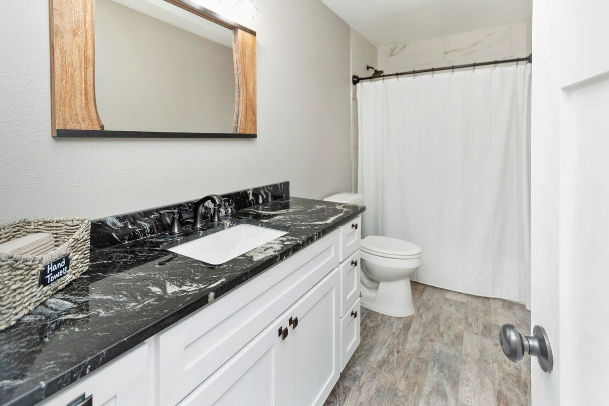Bathroom, Interior, Marble Walls, Wood Texture Flooring