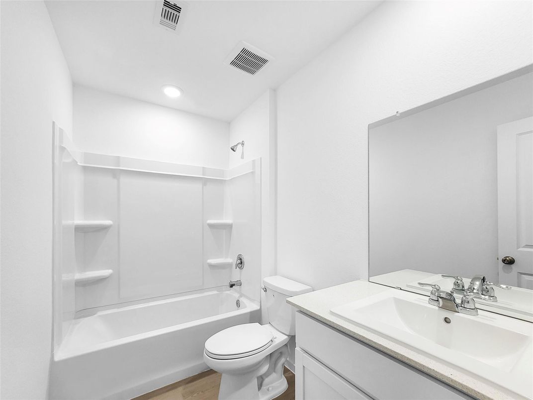 Bathroom, Interior, Recessed Lighting, Wood Texture Flooring