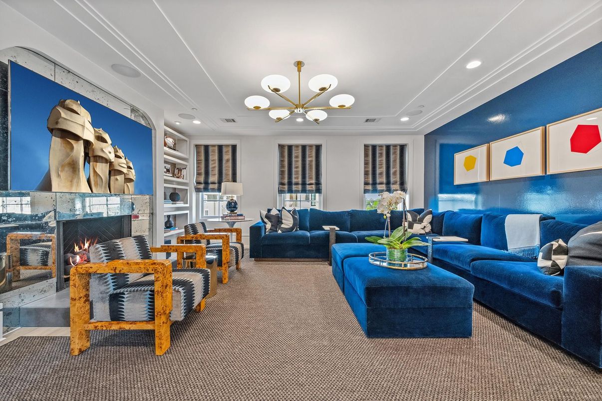 Fireplace, Interior, Living room, Pendant Lights, Recessed Lighting