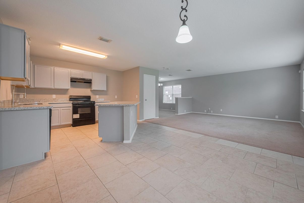 Empty room, Interior, Kitchen, Pendant Lights