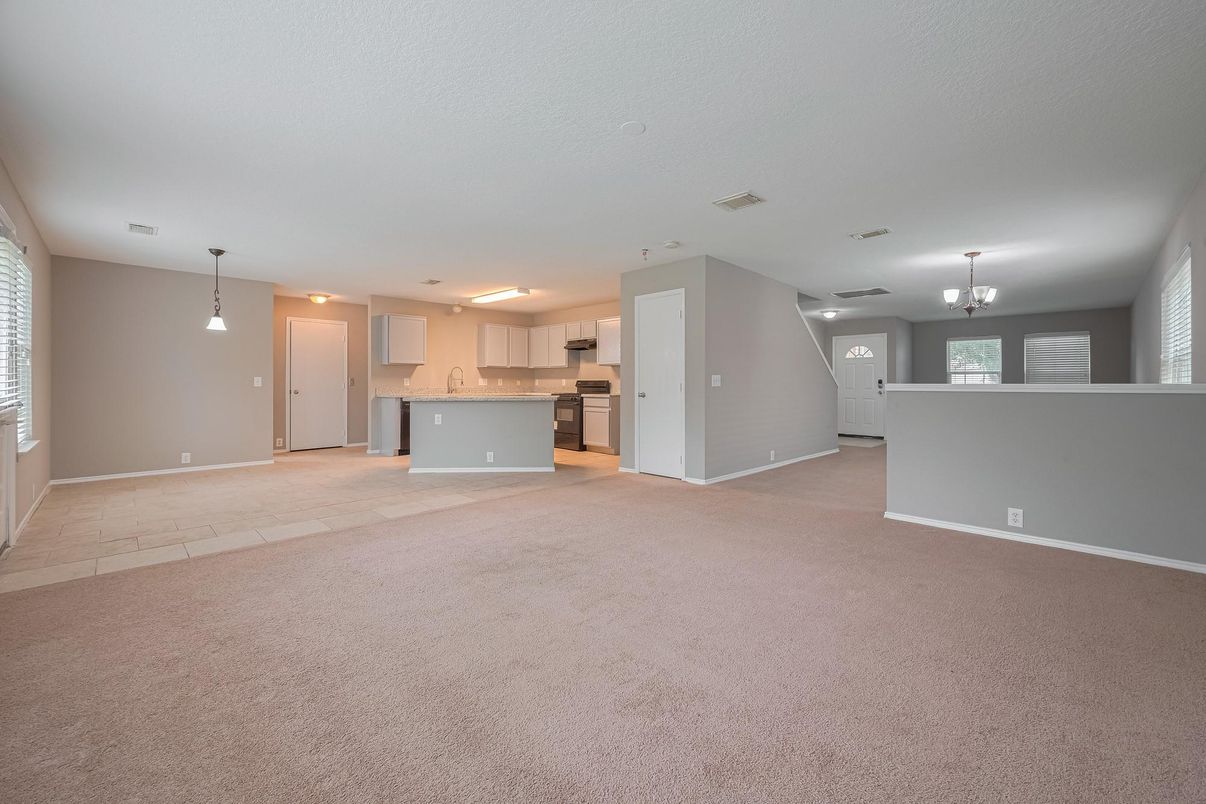 Empty room, Interior, Kitchen, Pendant Lights
