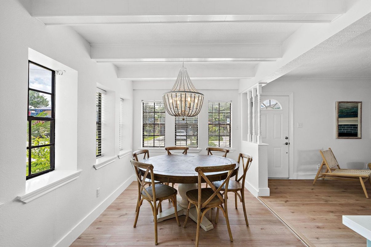Chandelier, Dining room, Interior, Wood Texture Flooring