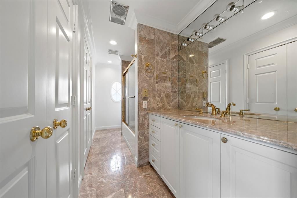 Bathroom, Glass Shower, Interior, Recessed Lighting