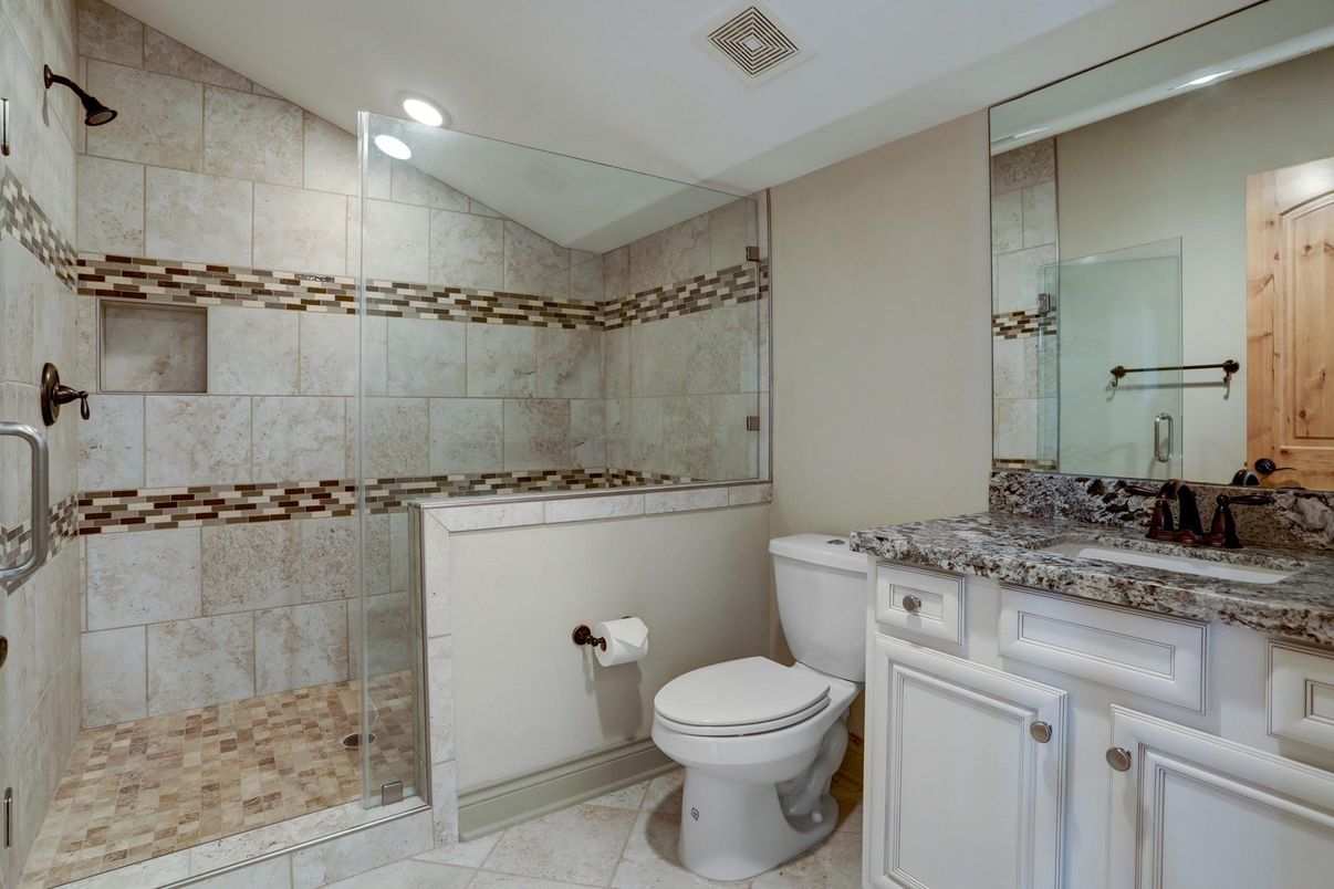 Bathroom, Glass Shower, Interior, Recessed Lighting