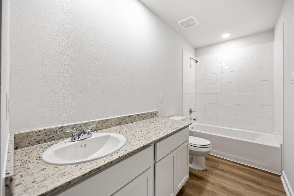 Bathroom, Interior, Recessed Lighting, Wood Texture Flooring