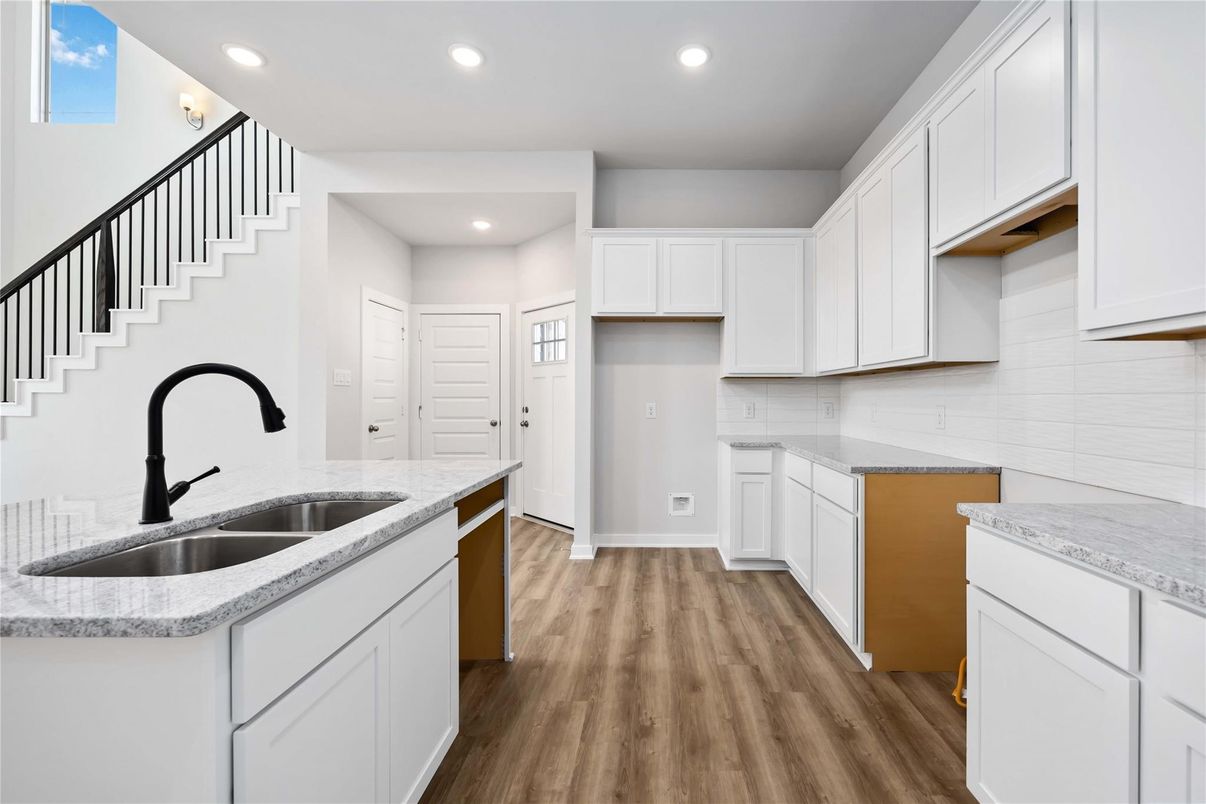 Interior, Kitchen, Recessed Lighting, Wood Texture Flooring